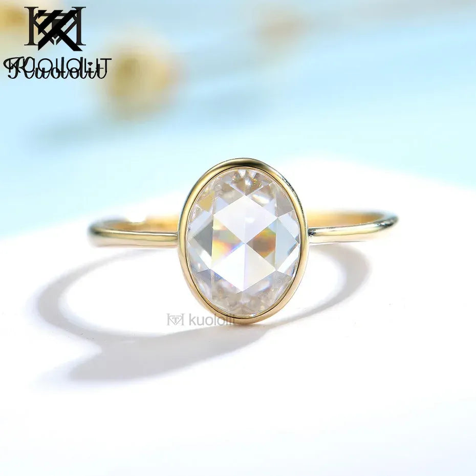 Kuololit Rose Cut Moissanite 750 18K 14K 10K Rose Gold Rings for Women Luxury ring for Engagement Anniversary Party Fine Jewelry