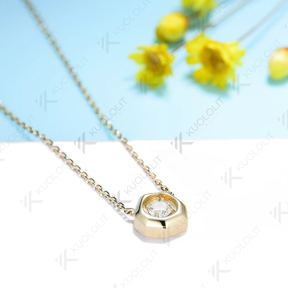 Kuololit Moissanite Necklaces for Women Solid 925 14K 10K Gold 925 Silver Pendant Chain for Engagement Wedding Party Christmas