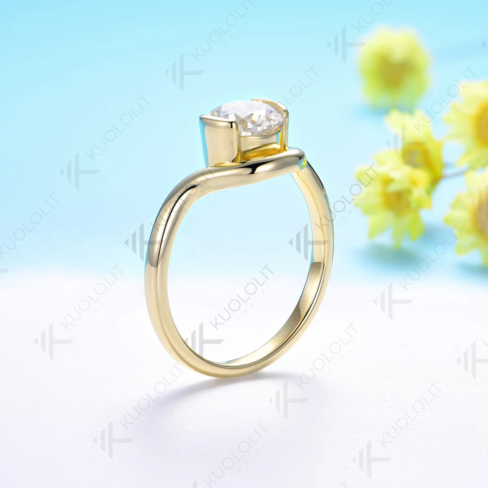 Kuololit 1.2ct Moissanite Ring for Women Solid 18K 14K 10K Gold Ring for Anniversary Engagement Gifts Christmas Wedding
