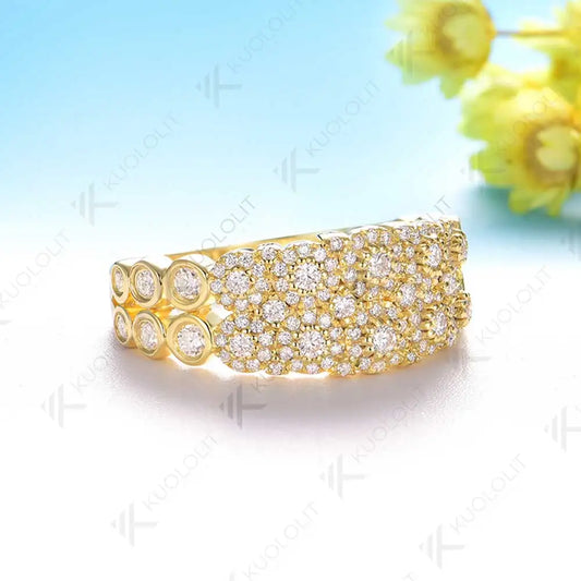 Kuololit 0.72CTW Moissanite Ring for Women Soild 10K 14K 18K Yellow Gold Band for Engagement Party Christmas Gifts