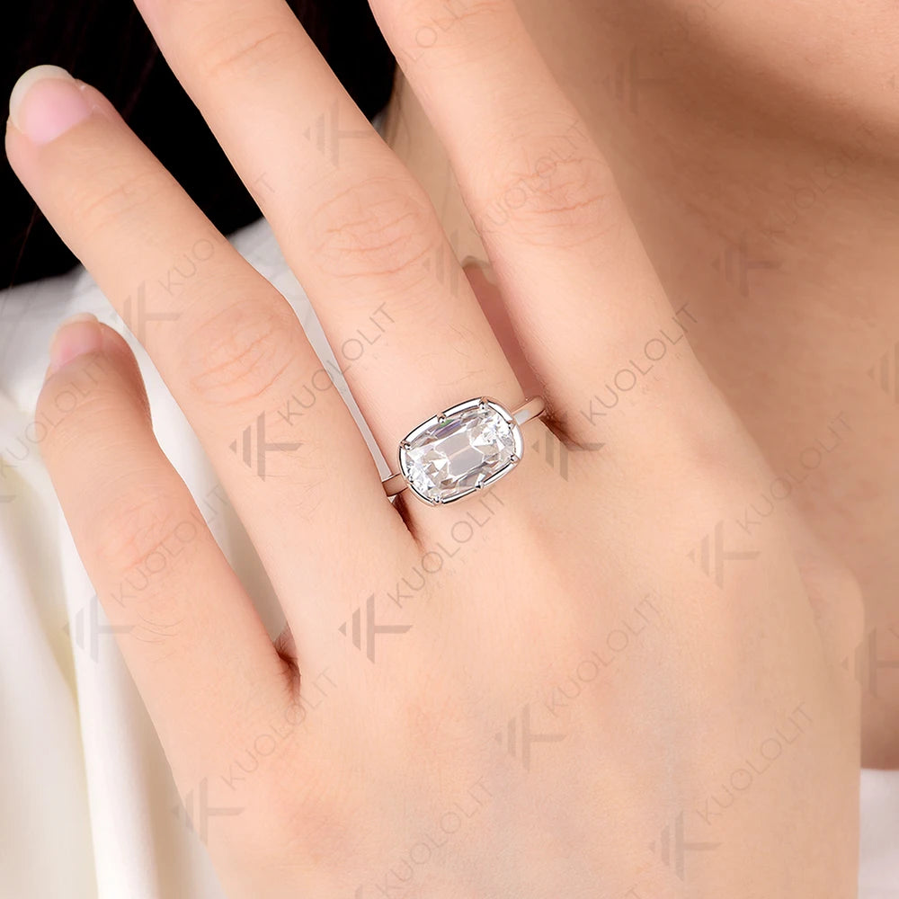 Kuololit 4.5CT OMC Moissanie Ring for Women Soild 10K 14K Yellow Gold Yellow Gold Engagement Ring for Christmas Gifts Engagement