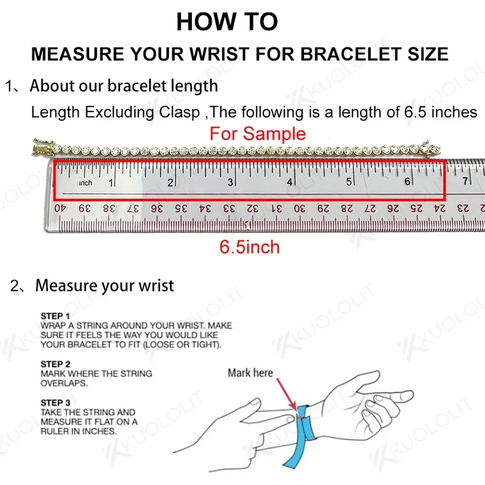 Kuololit Bezel Set Moissanite Tennis Bracelet for Women Solid 14K 10K 925silver Round D VVS1 Bracelet for Engagement Christmas