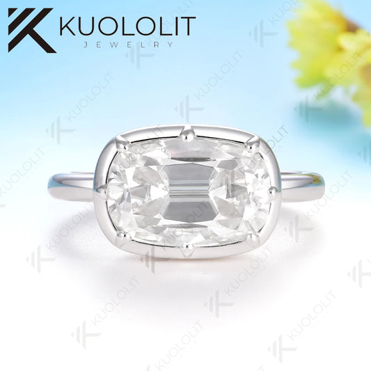Kuololit 4.5CT OMC Moissanie Ring for Women Soild 10K 14K Yellow Gold Yellow Gold Engagement Ring for Christmas Gifts Engagement