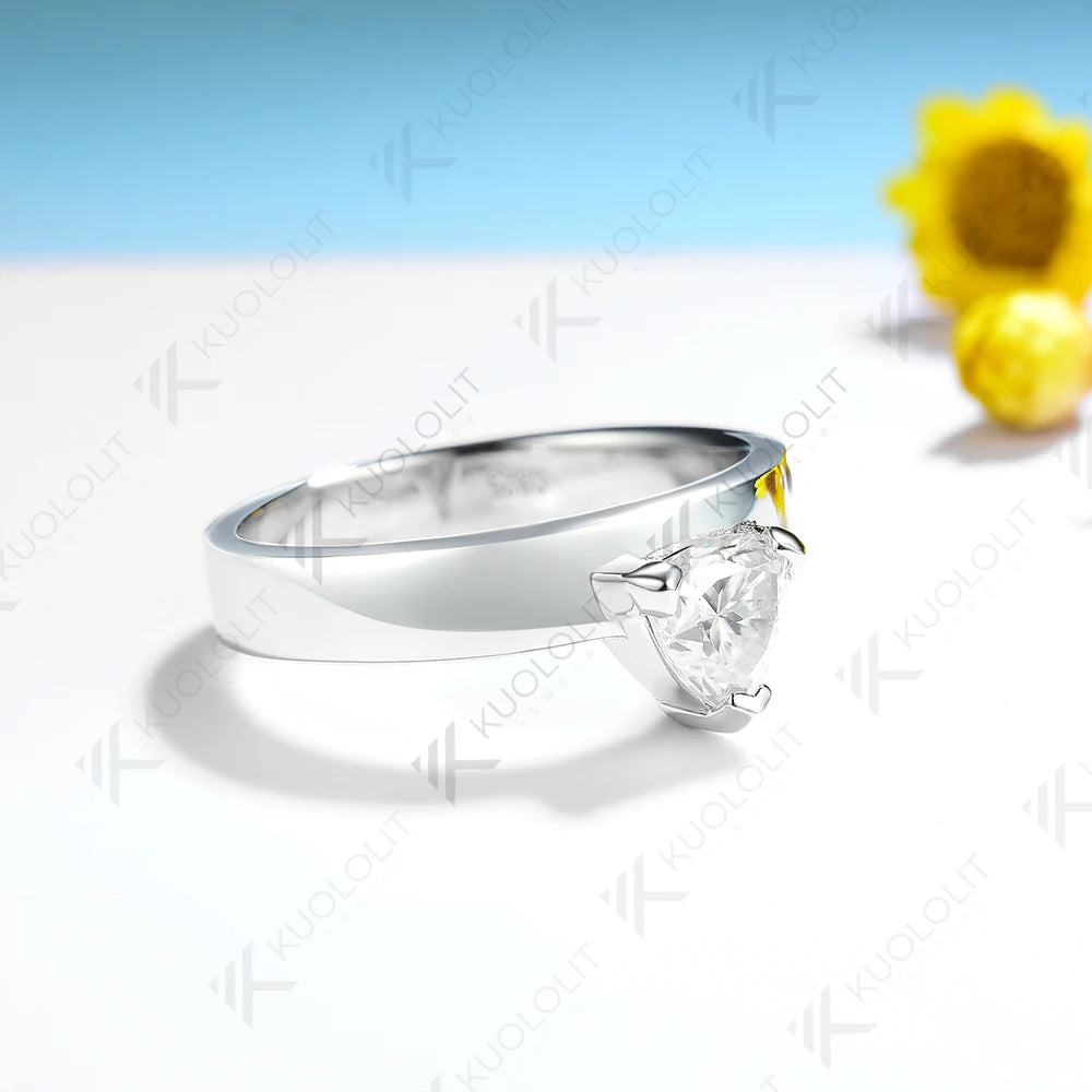 Kuololit 0.8CT Moissanite Ring for Women Solid 14K 10K 585 Yellow Gold Fat Triangle for Engagement Wedding Christmas Anniversary
