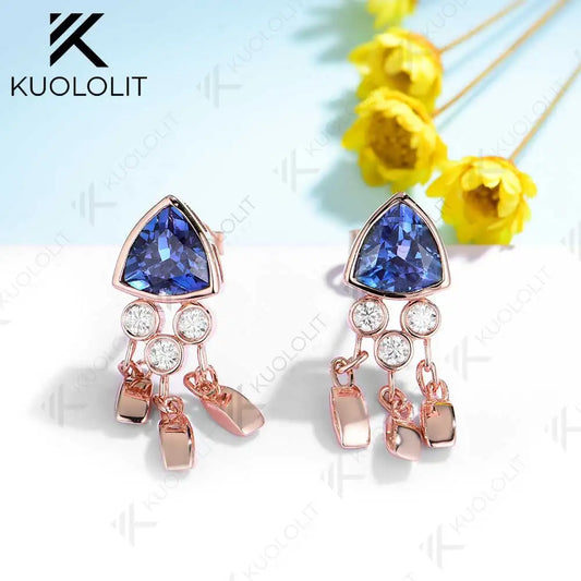 Kuololit 2.4CTW  Lab Grown Alexandrite Jellyfish Stud Earrings for Women Solid 14K 10K 585 Gold Moissanite Earring for Christmas
