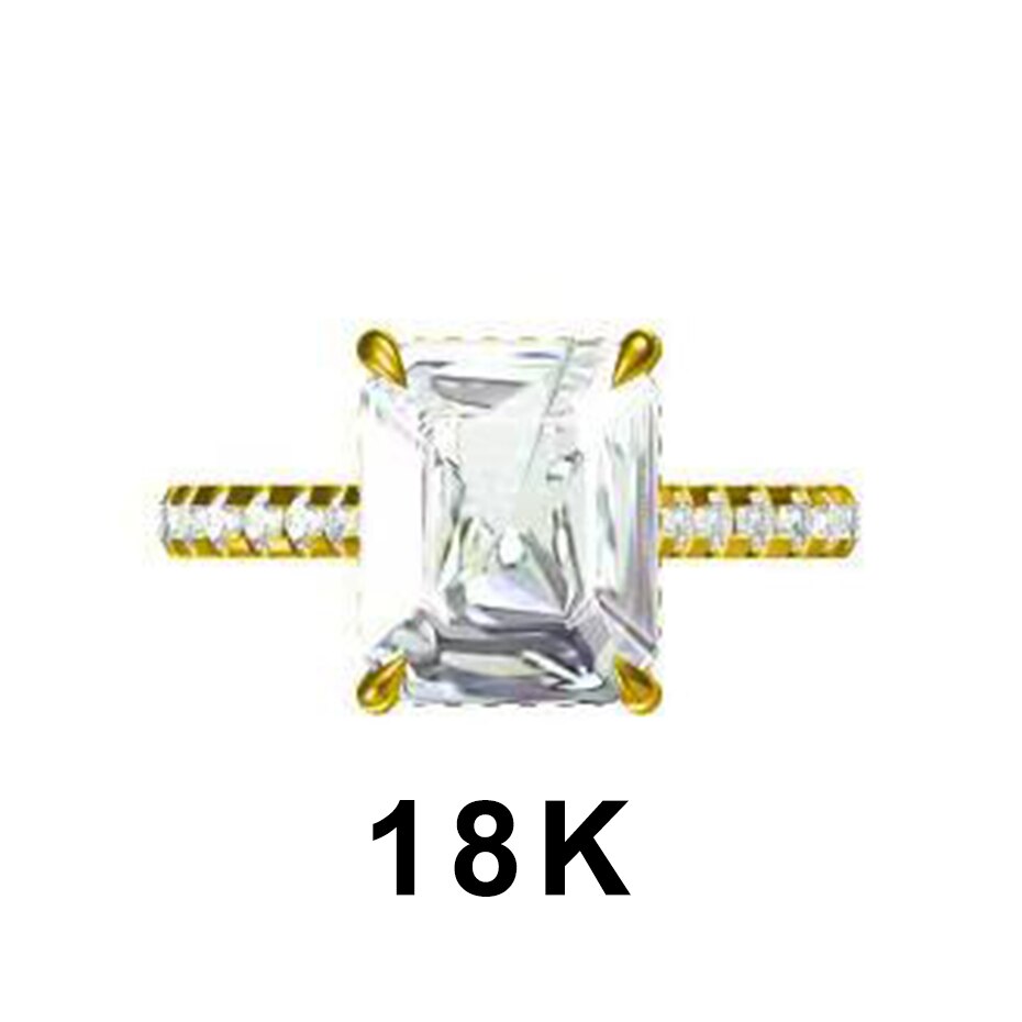 Kuololit 5CT Moissanite AU750 18K 14K White Gold Set Ring for Women Emerald Cut D VVS Solitaire Ring for Engagement Party Gifts