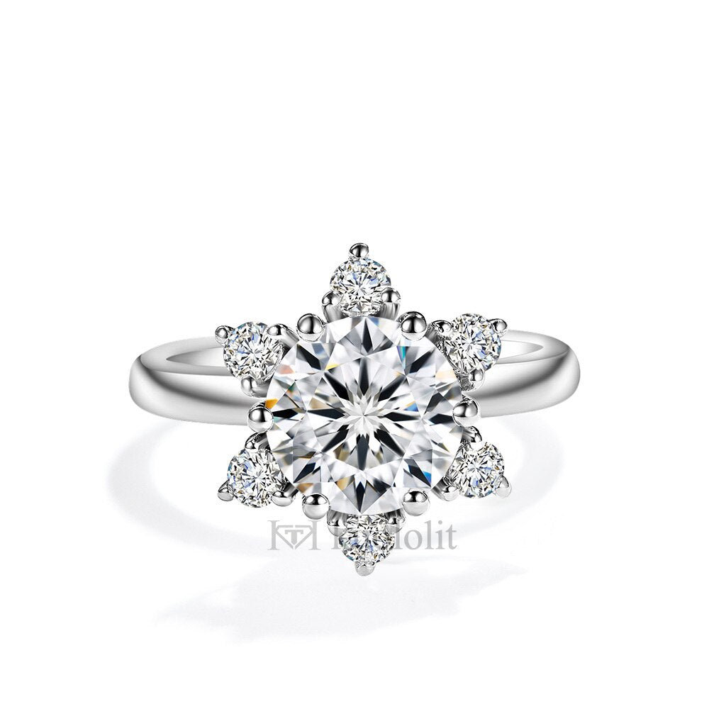 Kuololit 2CT Moissanite AU750 18K 14K White Gold Ring for Women Round D VVS Solitaire Ring for Engagement Party New Trends