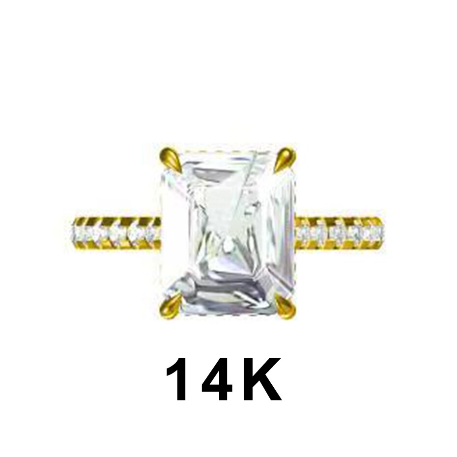 Kuololit 5CT Moissanite AU750 18K 14K White Gold Set Ring for Women Emerald Cut D VVS Solitaire Ring for Engagement Party Gifts