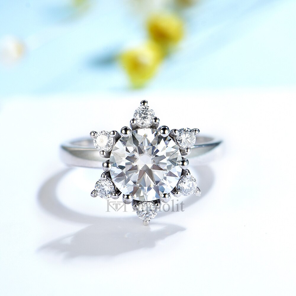 Kuololit 2CT Moissanite AU750 18K 14K White Gold Ring for Women Round D VVS Solitaire Ring for Engagement Party New Trends