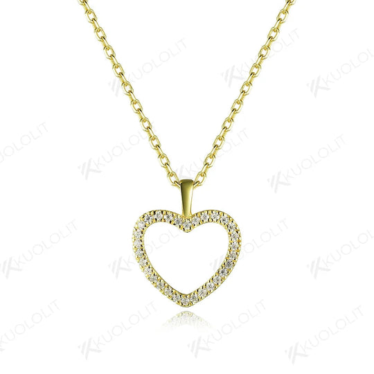 Kuololit Lab Grown Diamonds Necklaces for Women 18K 14K Yellow Gold Heart Shape Pendant with Chain with NGIC for Party Classic