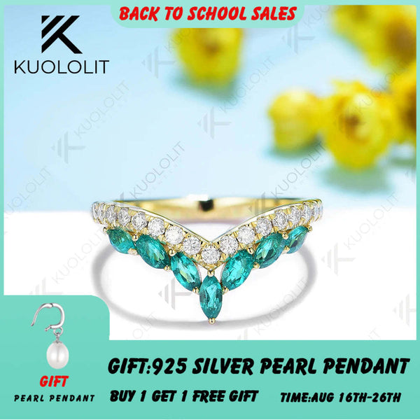 Kuololit 1CTW Labor-Smaragd- und Moissanit-Ringe für Damen und Herren, massive 14K/10K Gelbgold-Bandringe, ideal für Hochzeit und Weihnachten 