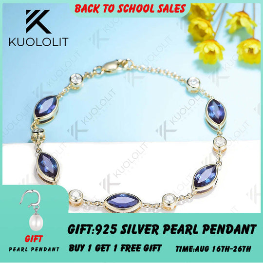 Kuololit 4CTW Lab Grown Alexandrite and Moissanite Bracelets for WomenSoild 585 18K 10K Gold Adjustable Chains for Christmas New