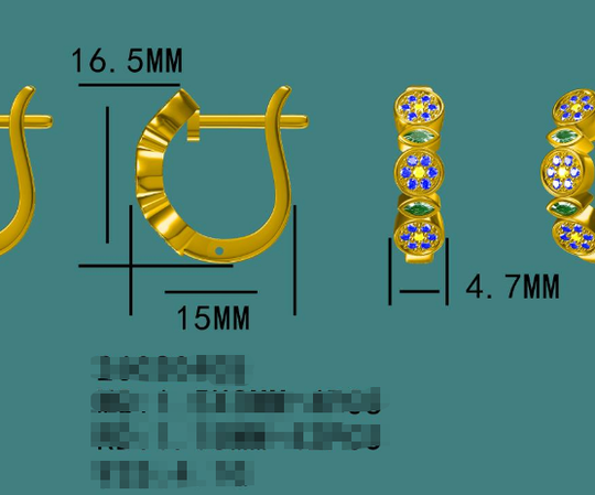 Kuololit 1.1CTW Lab Grow Ruby Blue Sapphire Custom Earrings for Women Solid 14K 10K 585 Yellow Gold for Christmas Gifts Party