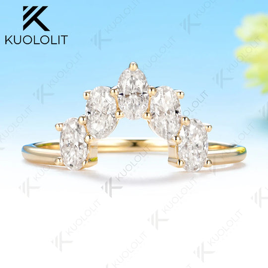 Kuololit 1.5CTW Oval Cut Moissanite Ring for Women Solid 14K 10K Yellow Gold Ring for Anniversary Christmas Gifts Party Custom