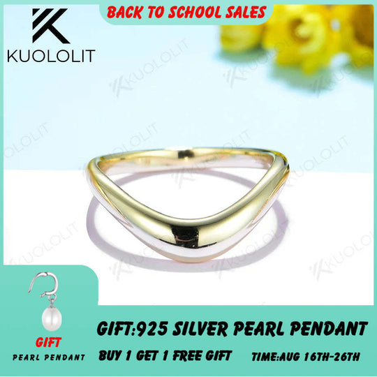 Kuololit Gebogene Ringe für Damen und Herren, massiv, 18K, 14K, 10K, 585, 925 Silber, Gelbgold, für Hochzeit, Jahrestag, Weihnachten, Klassiker 
