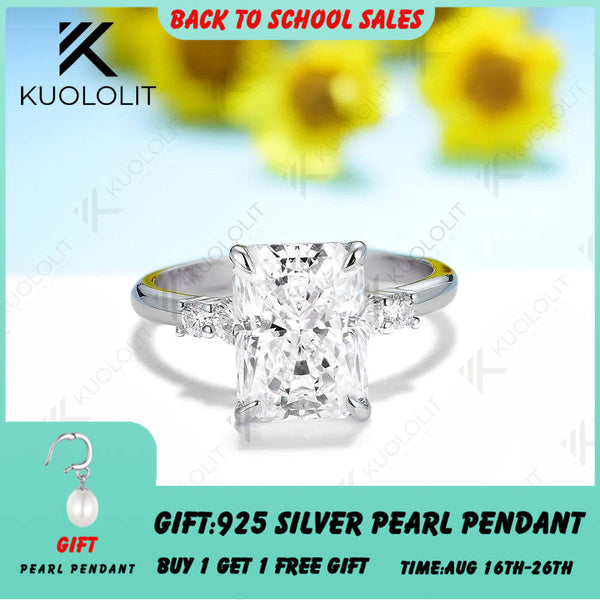 Kuololit 3,5 Karat Moissanit-Ring im Radiant-Schliff für Damen, massiver 18K/14K/10K/585 Gelbgoldring, ideal für Verlobung, Hochzeit oder Weihnachten 