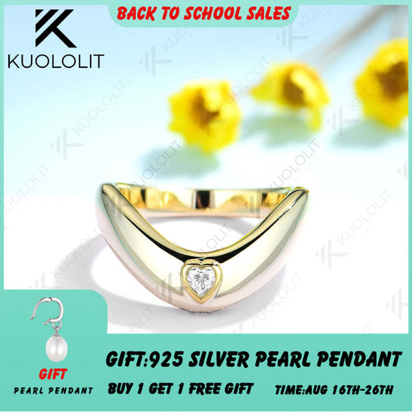 Kuololit Verlobungsringe mit herzförmigem Moissanit für Damen, massive Eheringe aus 18K, 14K und 10K Gelbgold – die perfekte Geschenkidee für festliche Anlässe und Weihnachten. 