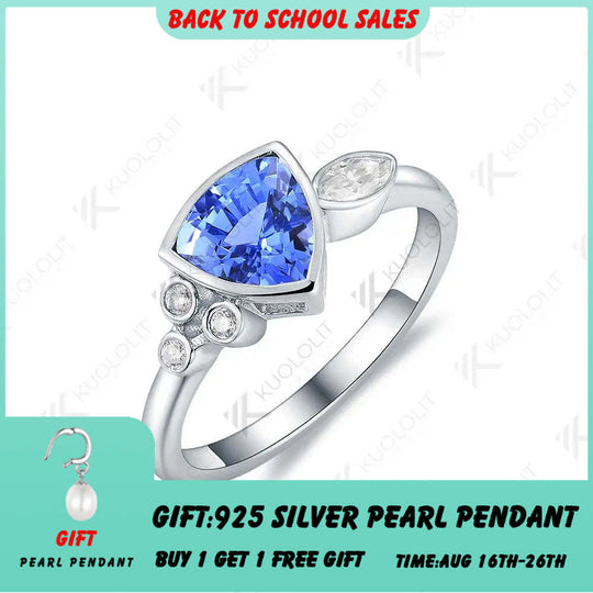 Kuololit 1,2 Karat Labor-Saphir-Quallenring für Damen, massiver 14K 10K 585 Gelbgold-Moissanit-Ring, perfektes Weihnachtsgeschenk 