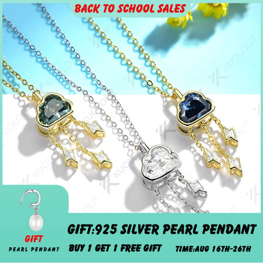 Kuololit 2CT Cyan Blue Cloud Lighting Moissanite Necklace for Women Solid 14K 10K 585 Rose Gold Wedding Necklace for Christmas Gift