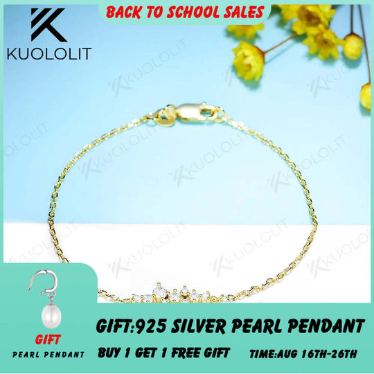Kuololit Moissanite Bracelets for Women Men 585 18K 10K Adjustable Chains Bracelets Charm for Engagement Party Christmas Gifts