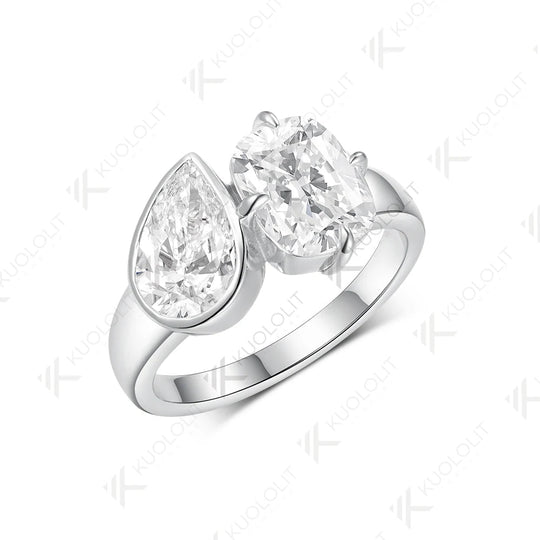 Kuololit 4.5CTW OMC Crushied Ice Pear Cut Moissanite for Women Soild 10K 14K 585 White Gold Engagement Ring for Christmas Gift