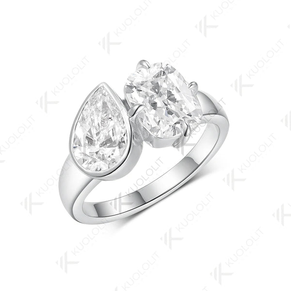 Kuololit 4.5CTW OMC Crushied Ice Pear Cut Moissanite for Women Soild 10K 14K 585 White Gold Engagement Ring for Christmas Gift