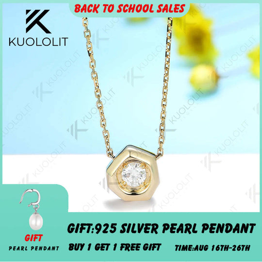 Kuololit Moissanite  Necklaces for Women Solid 925 14K 10K Gold 925 Silver Pendant Chain for Engagement Wedding Party Christmas