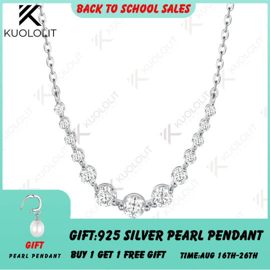 Kuololit 1.3CTW Lab Grown Diamonds Necklace for Women Solid 585 14K 10K  Yellow Gold D VS1 Diamond Necklace for Anniversary Gift