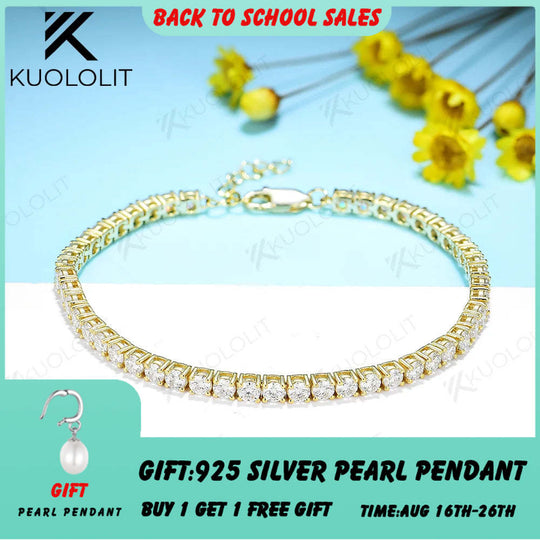 Kuololit 5.3CTW Moissanite Tennis Bracelets for Women Men 585 14K 10K Adjustable Chains for Engagement Wedding Party Christmas