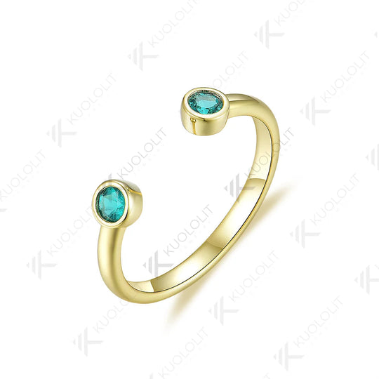Kuololit 0,2 ct Labor-Smaragd, massiver Ring aus 18K/14K/585 Gelbgold und 925 Silber für Damen, ideal für Verlobung, Weihnachten und andere festliche Anlässe. 