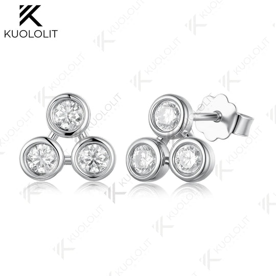 Kuololit 0.48CTW Lab Grown Diamonds Custom Stud Earrings for Women Solid 14K 10K 585 Gold Yellow Gold for Christmas Classic Gift