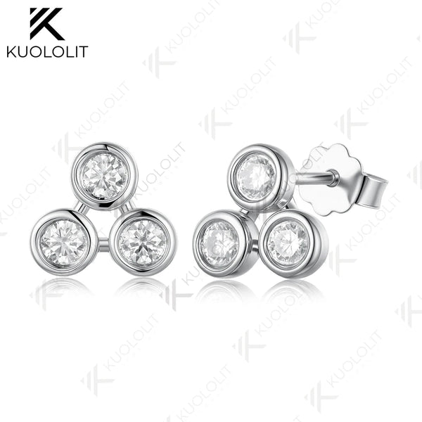 Kuololit 0.48CTW Lab Grown Diamonds Custom Stud Earrings for Women Solid 14K 10K 585 Gold Yellow Gold for Christmas Classic Gift