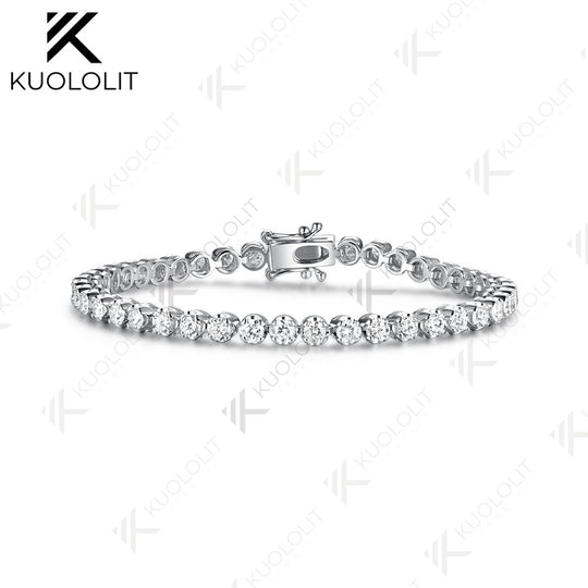 Kuololit 6CTW Lab Grown Diamonds Bracelet for Women Solid 14K 10K Yellow Gold Tennis Bracelet for Christmas Party Luxury Gifts