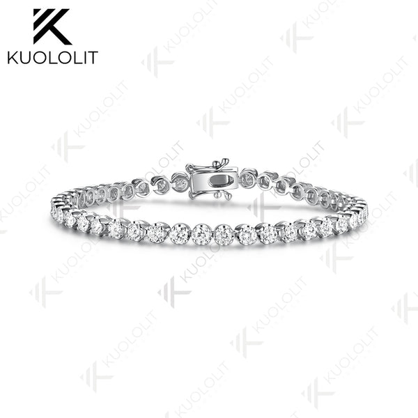Kuololit 6CTW Lab Grown Diamonds Bracelet for Women Solid 14K 10K Yellow Gold Tennis Bracelet for Christmas Party Luxury Gifts