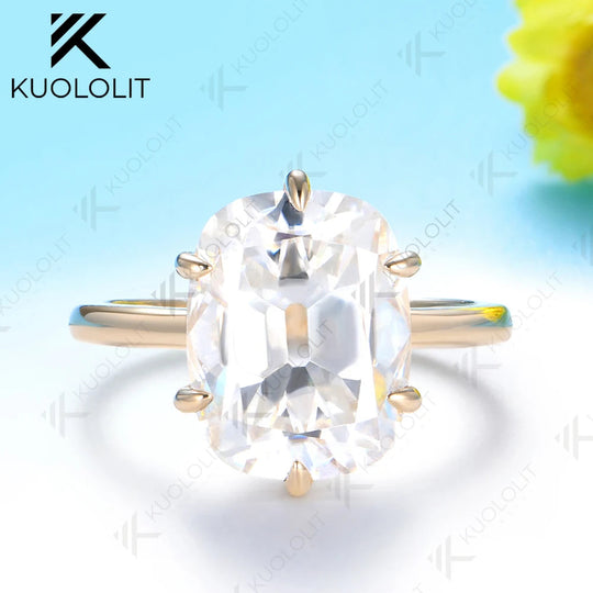 Kuololit 4.5CT OMC Moissanite Custom Ring for Women Solid 14K 10K Yellow Gold Ring for Anniversary Christmas Gifts Party