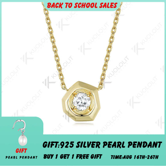 Kuololit Lab Grown Diamond Necklaces for Women Solid 925 14K 10K Gold 925 Silver Pendant Chain for Engagement Wedding Party Christmas