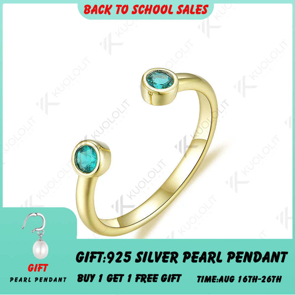 Kuololit 0,2 ct Labor-Smaragd, massiver Ring aus 18K/14K/585 Gelbgold und 925 Silber für Damen, ideal für Verlobung, Weihnachten und andere festliche Anlässe. 