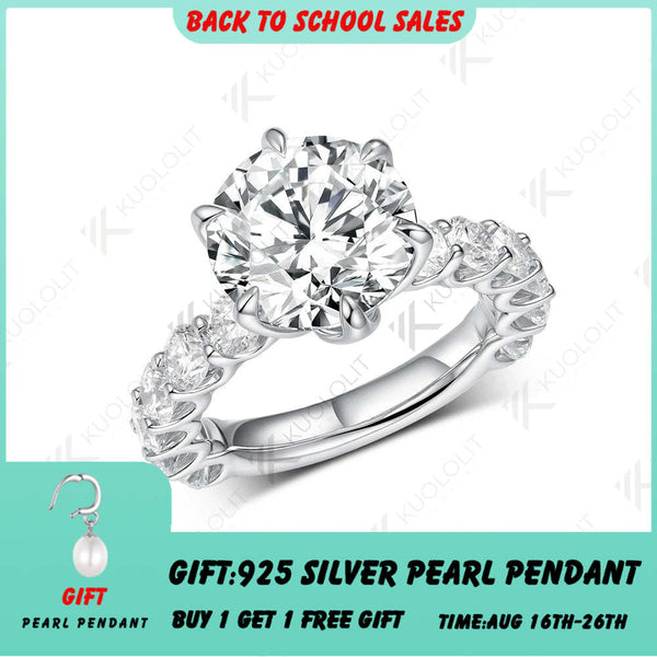 Kuololit 4CT IGI Lab Grown Diamonds Ring for Women D VS1 for Women Solid 14k 10K 585 White Gold for Engagement Christmas Gifts
