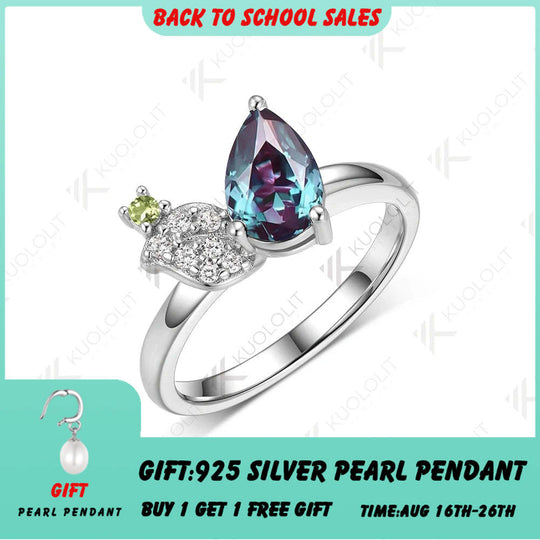 Kuololit 1,5 Karat Labor-Alexandrit-Diamantringe für Damen, massives 18K, 14K, 10K, 585 Weißgold, Peridot-Ring – ideale Weihnachtsgeschenke 