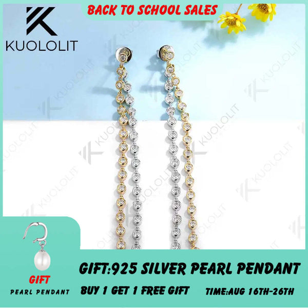 Kuololit 2 Karat Moissanit-Ohrstecker für Damen, zweifarbig, massives 10-Karat-Gold (Gelb- und Weißgold), ideales Weihnachtsgeschenk 