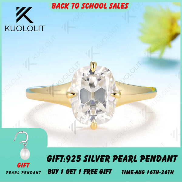 Kuololit 3CT OMC Moissanite Ring for Women Solid 14K 10K 585 Yellow Gold Engagement Ring for Christmas Gifts Party Anniversary