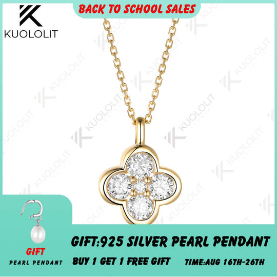 Kuololit 1.23CTW Lab Grown Diamonds Necklace Solid 10K 14K Pendant for Women Jewelry for Engagement with NGIC Certificate Gifts