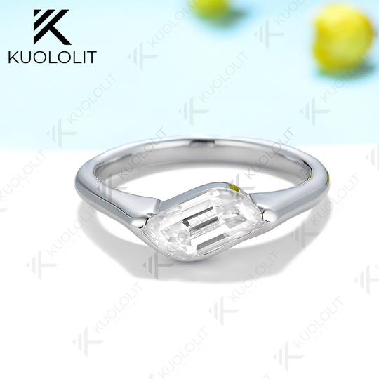Kuololit 1,5 ct Moissanit-Ringe im Flammenschliff für Damen, massives 14K/10K/585 Weißgold, ideal für Verlobung, Hochzeit, Weihnachten, klassisch, neu 