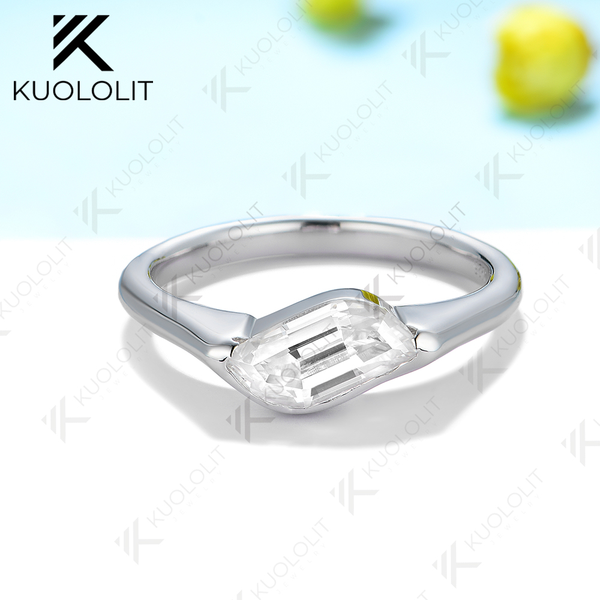 Kuololit 1.5ct Flame Cut Moissanite Rings for Women Solid 14K 10K 585 White Gold for Engagement Wedding Christmas Classsic New