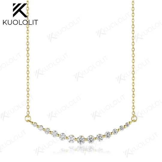 Kuololit 0.55CTW Lab Grown Diamonds Necklaces for Women Solid 10K 14K 18K 925 Sliver Pendant with Chain for Engagement Chirstmas