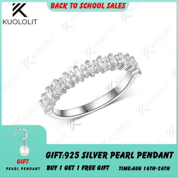 Kuololit 0,8 Karat Diamanten im Marquise-Schliff für Damen, massiver 14K/10K 585 Weißgold-Verlobungsring – ideales Weihnachtsgeschenk oder Party-Accessoire. 
