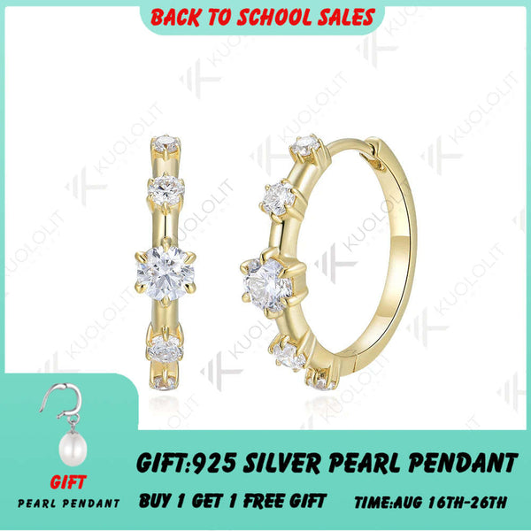 Kuololit 1 Karat Moissanit-Ohrringe im Rundschliff für Damen, massives 18K/14K/10K 585 Gelbgold mit Diamanten – ideale Weihnachtsgeschenke 