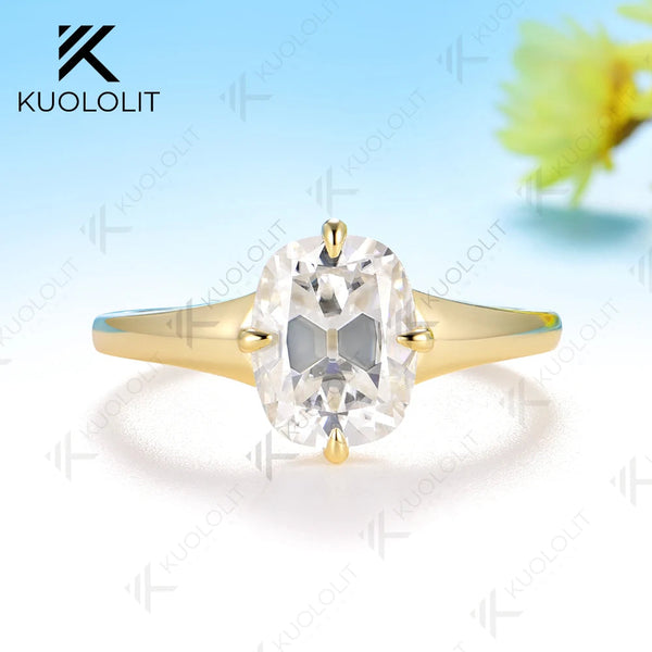 Kuololit 3CT OMC Moissanite Ring for Women Solid 14K 10K 585 Yellow Gold Engagement Ring for Christmas Gifts Party Anniversary
