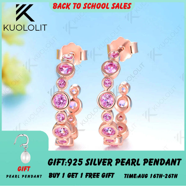Kuololit 0.81CTW Lab Grown Pink Sapphire Custom Stud Earrings for Women Solid 14K 10K 585 Rose Gold for Christmas Gifts Jewelry