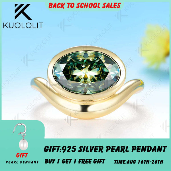 Kuololit 4.5CT Oval Cyan Moissanite Custom Ring for Women Men Solid 14K 10K 585 Yellow Gold Engagement Ring for Christmas Gifts